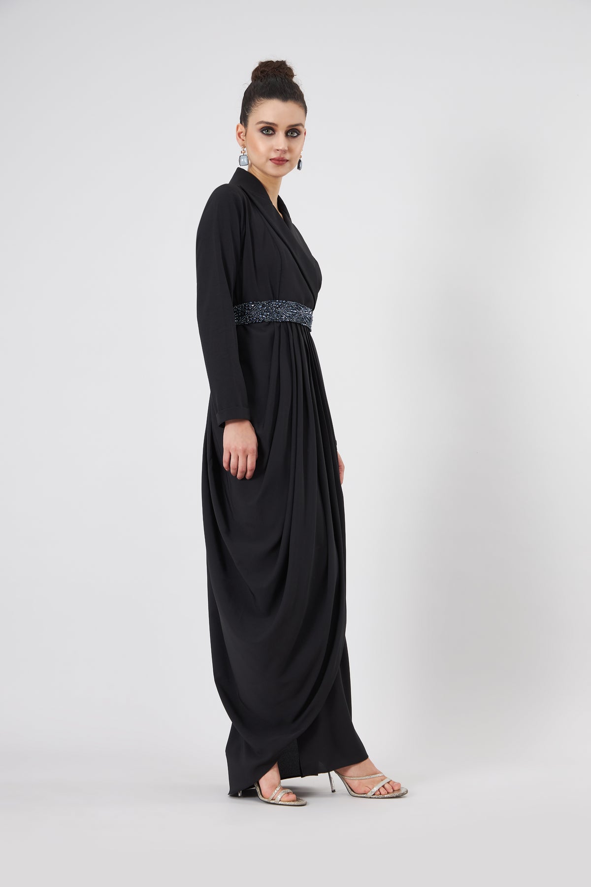 Notch Collar Drape Dreess