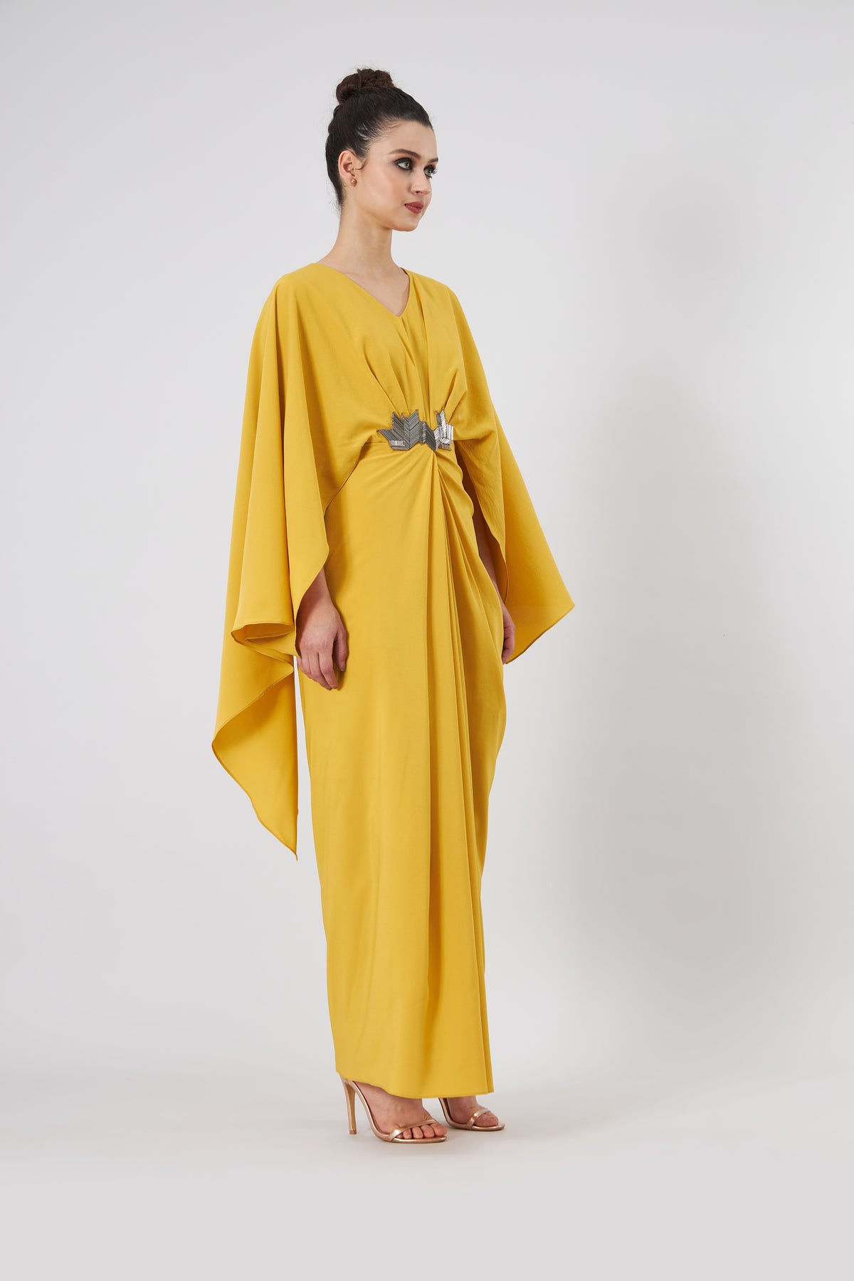 Yellow Draped Maxi Dress