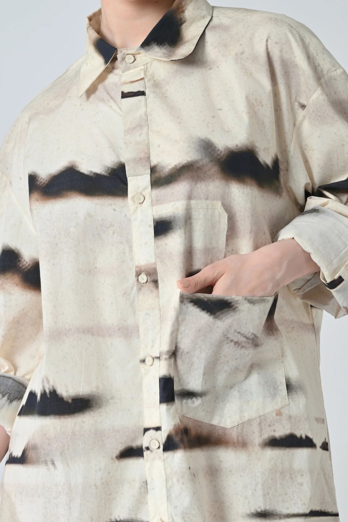 Ivory Mist Printed Shirt Dress