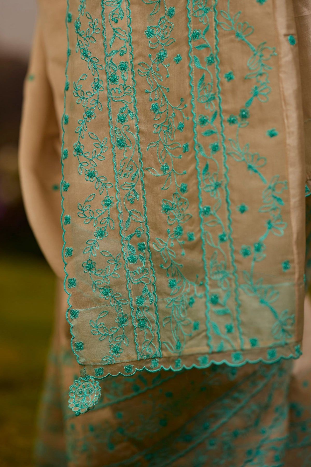 Woodland Stories Embroidered Beige Saree