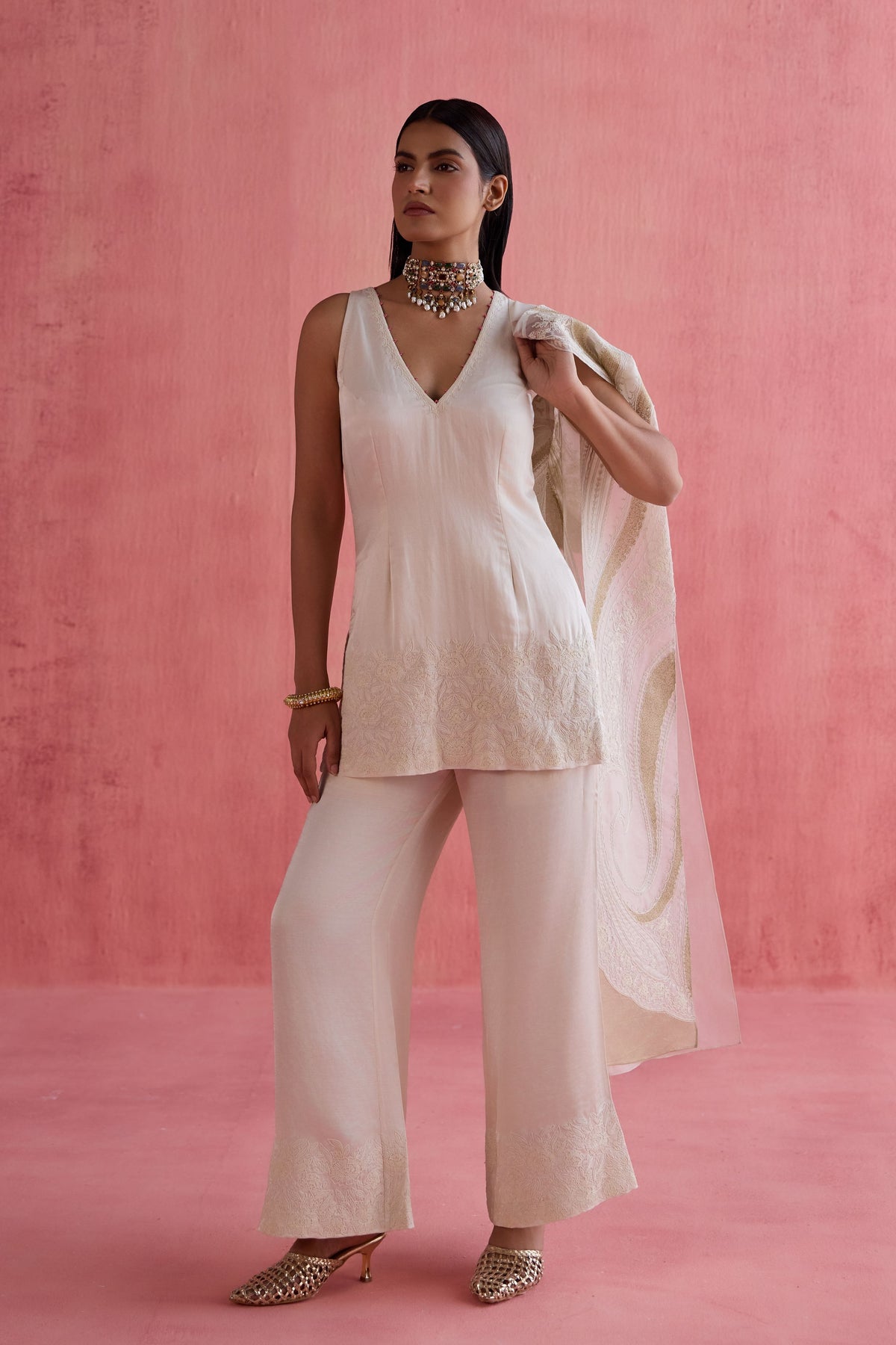 Shireen Ivory Jacket Set