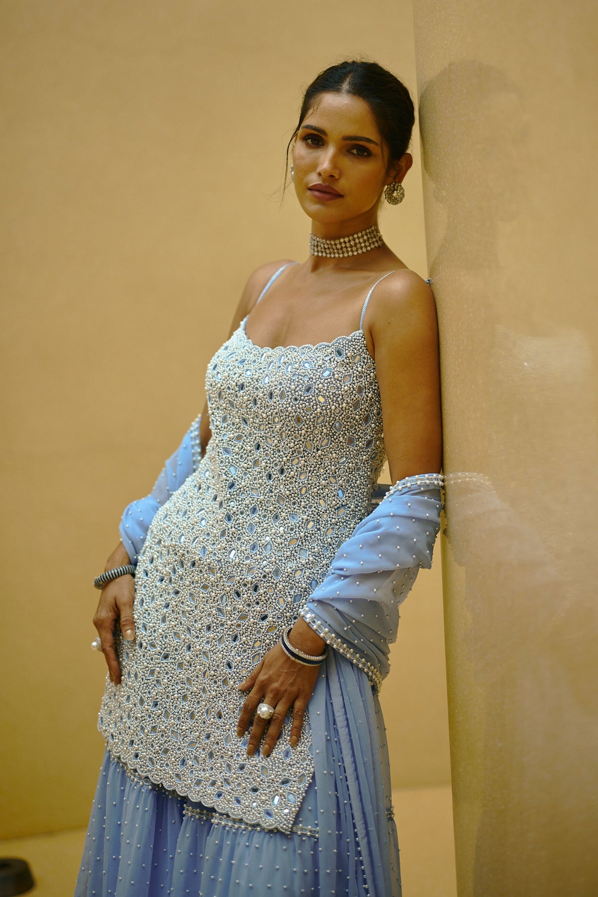 Dew Blue Sharara Set