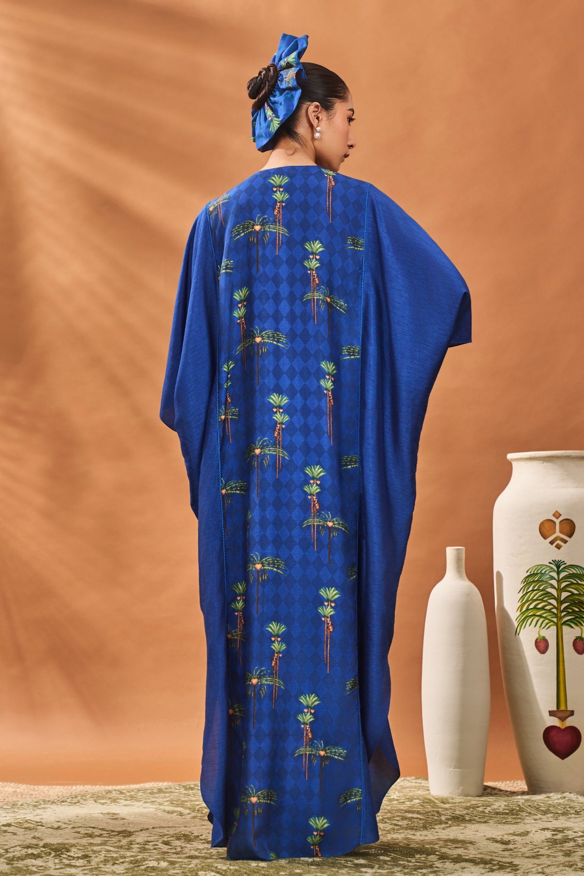 Navy Blooming Board Kaftan