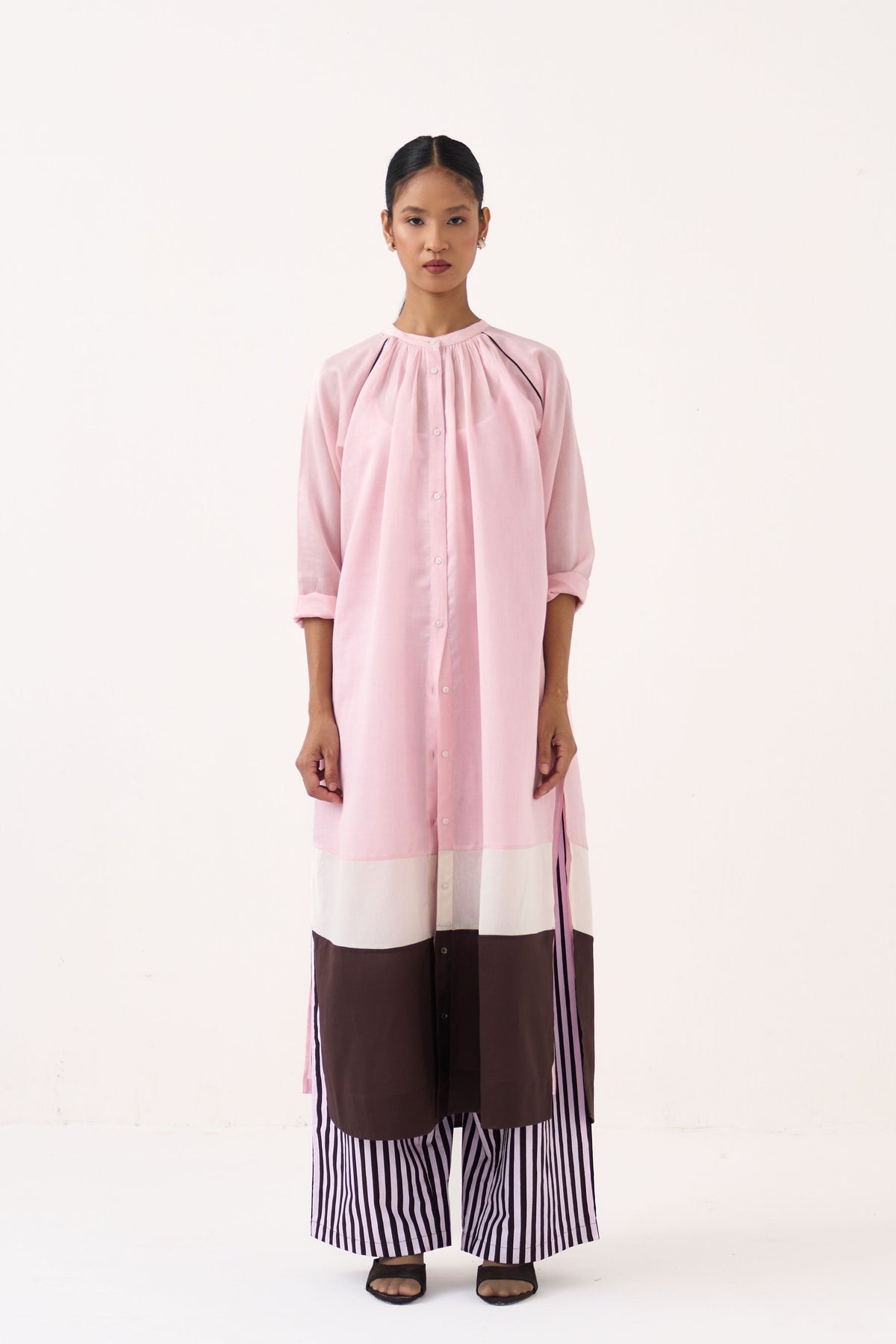 Panel Gather Neck Tunic Set