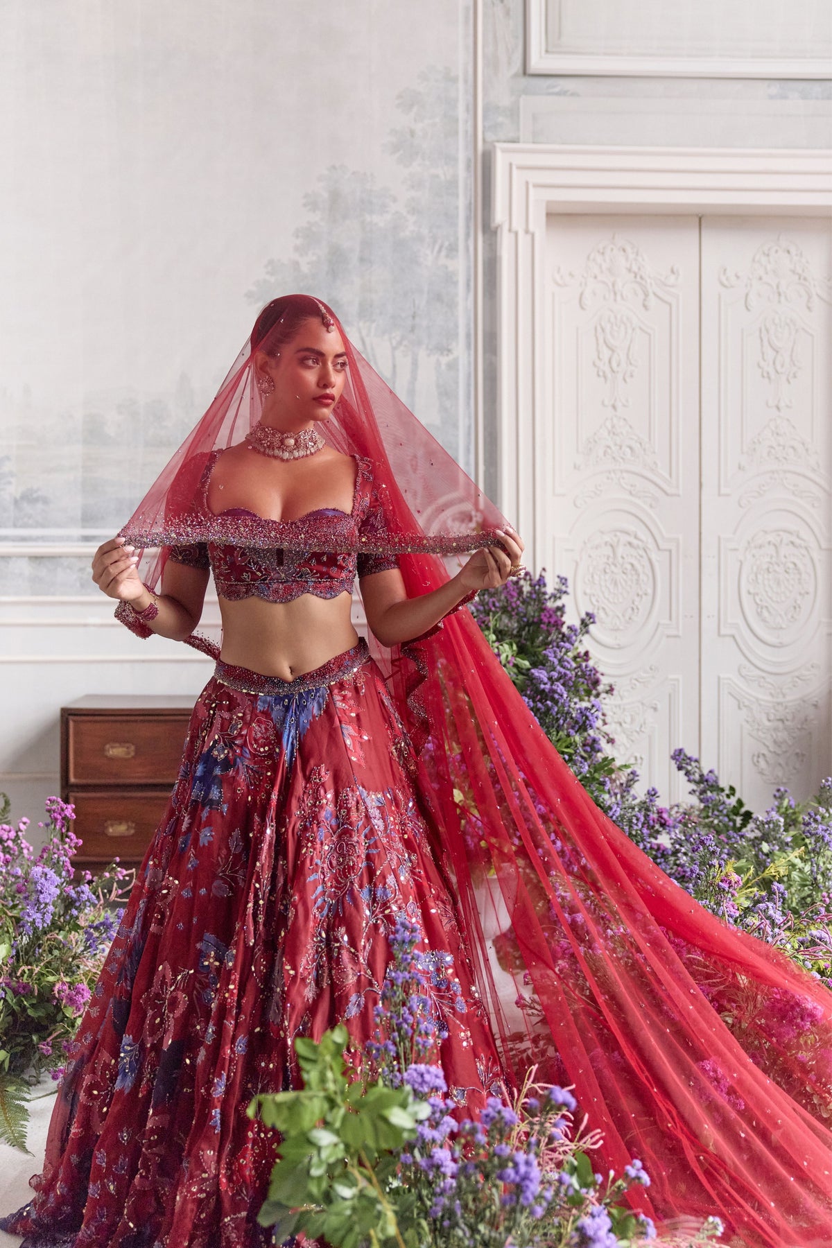 Ridaa Lehenga Set With Veil