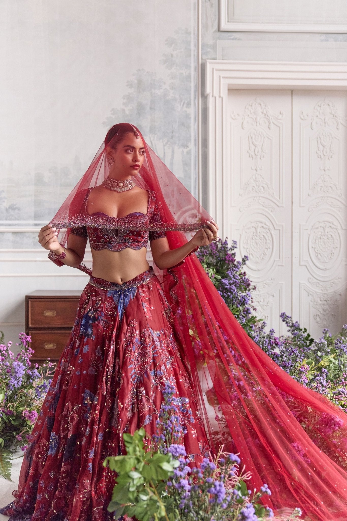 Ridaa Lehenga Set With Veil - Mahima Mahajan - Elahe