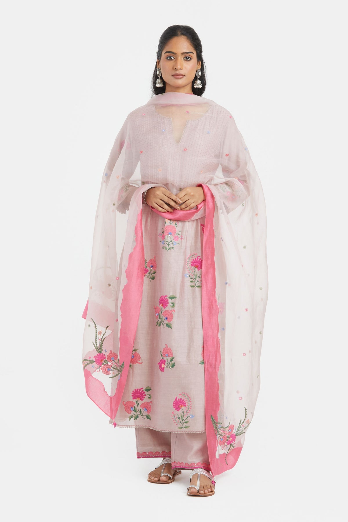 Chanderi Lilac Kurta Set