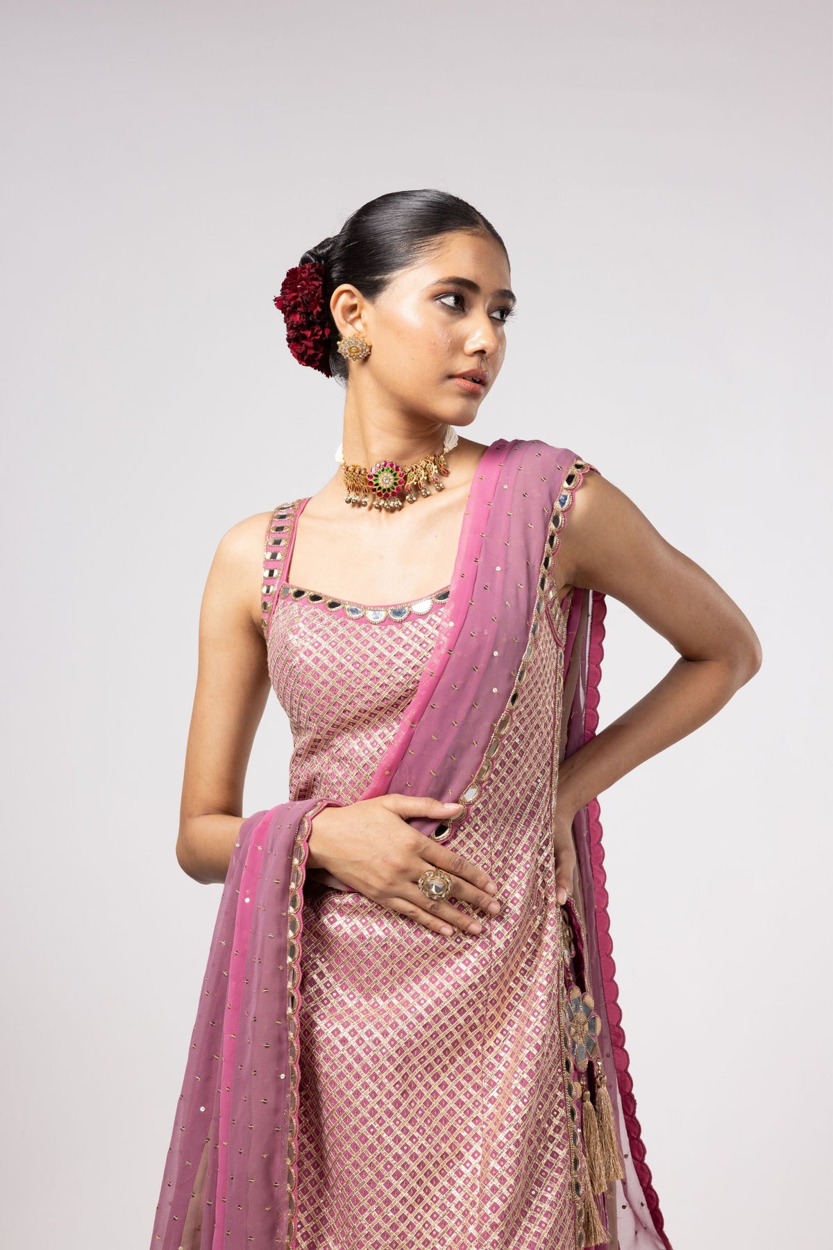 Cranberry Multicolor Saree Set