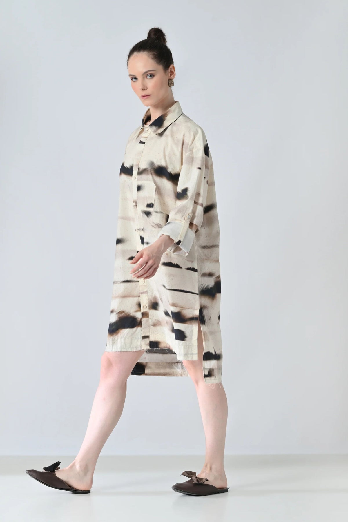 Ivory Mist Printed Shirt Dress