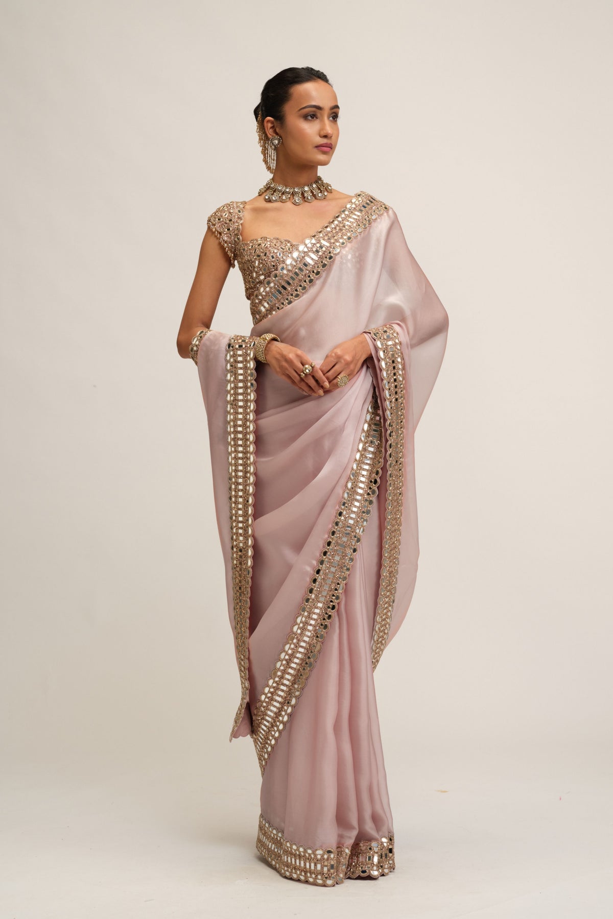 Ash Saree Set