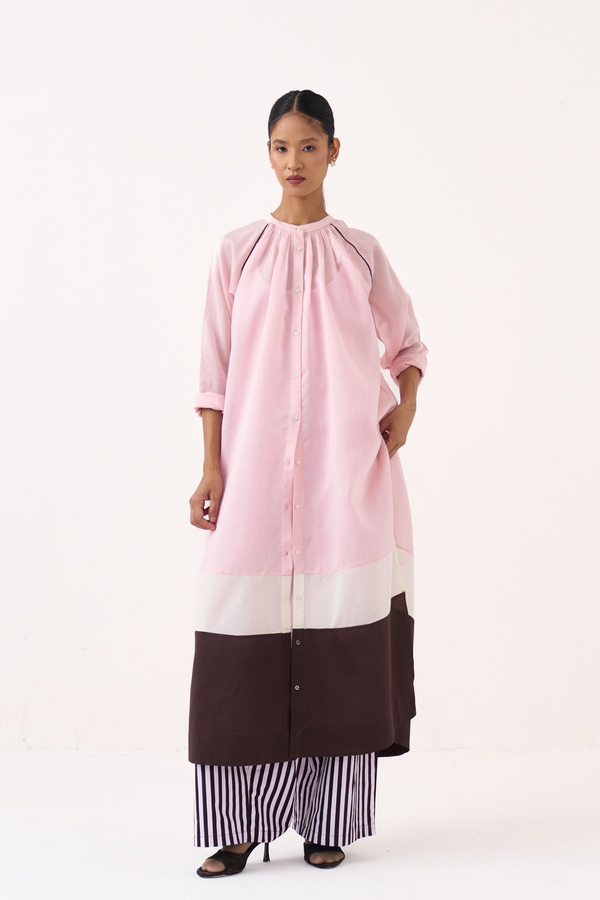 Panel Gather Neck Tunic Set
