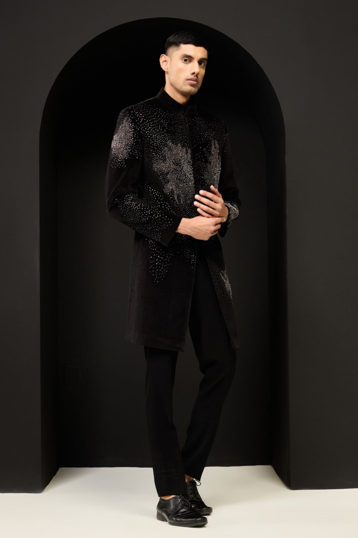 Black Indo Western Embroidered Set