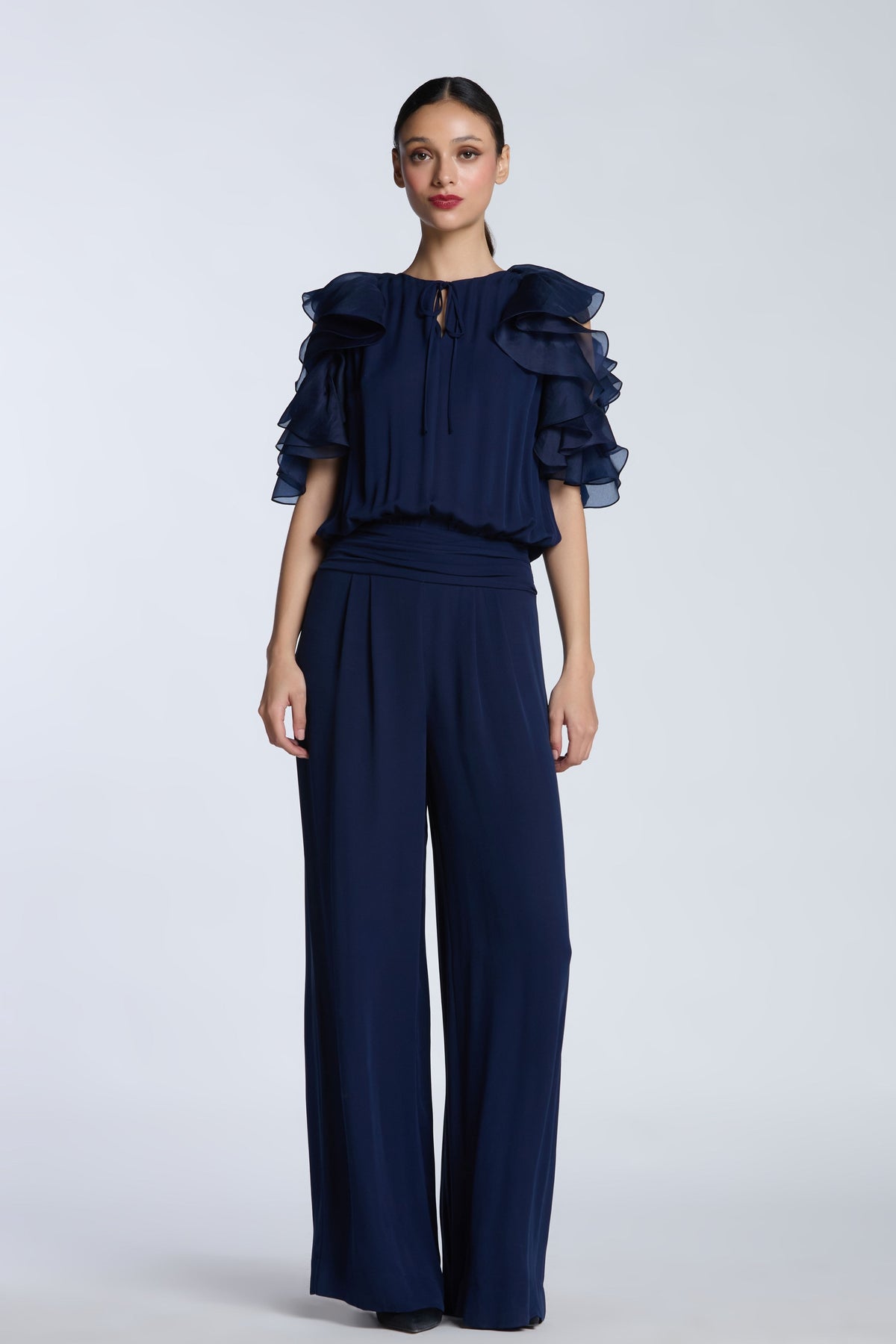 Ruffled Cold Shoulder Jumpsuit