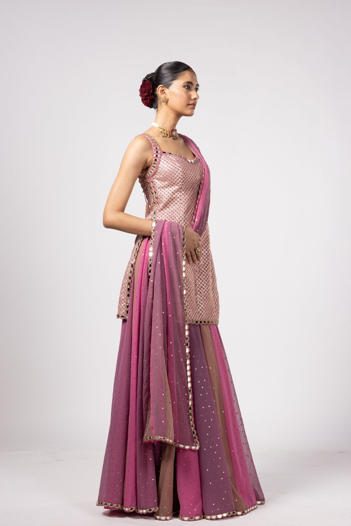 Cranberry Multicolor Saree Set
