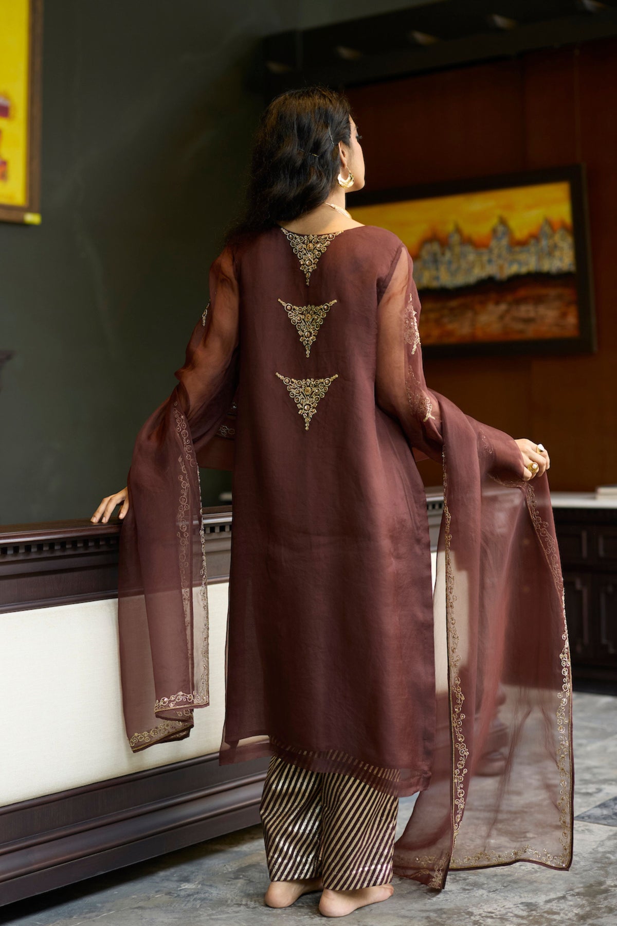Brown Sukhali Kurta Set