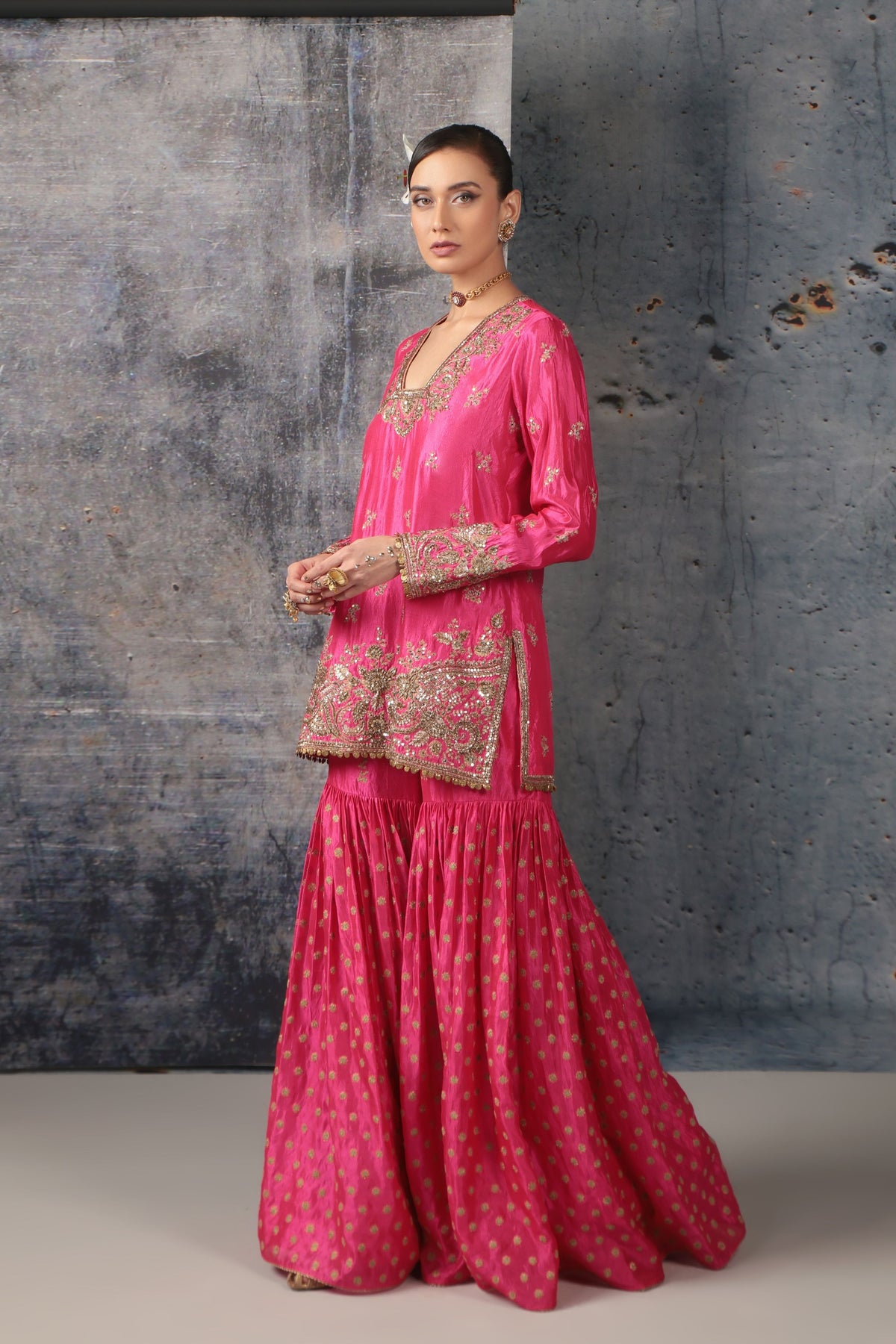 Pink Buti Sharara Set