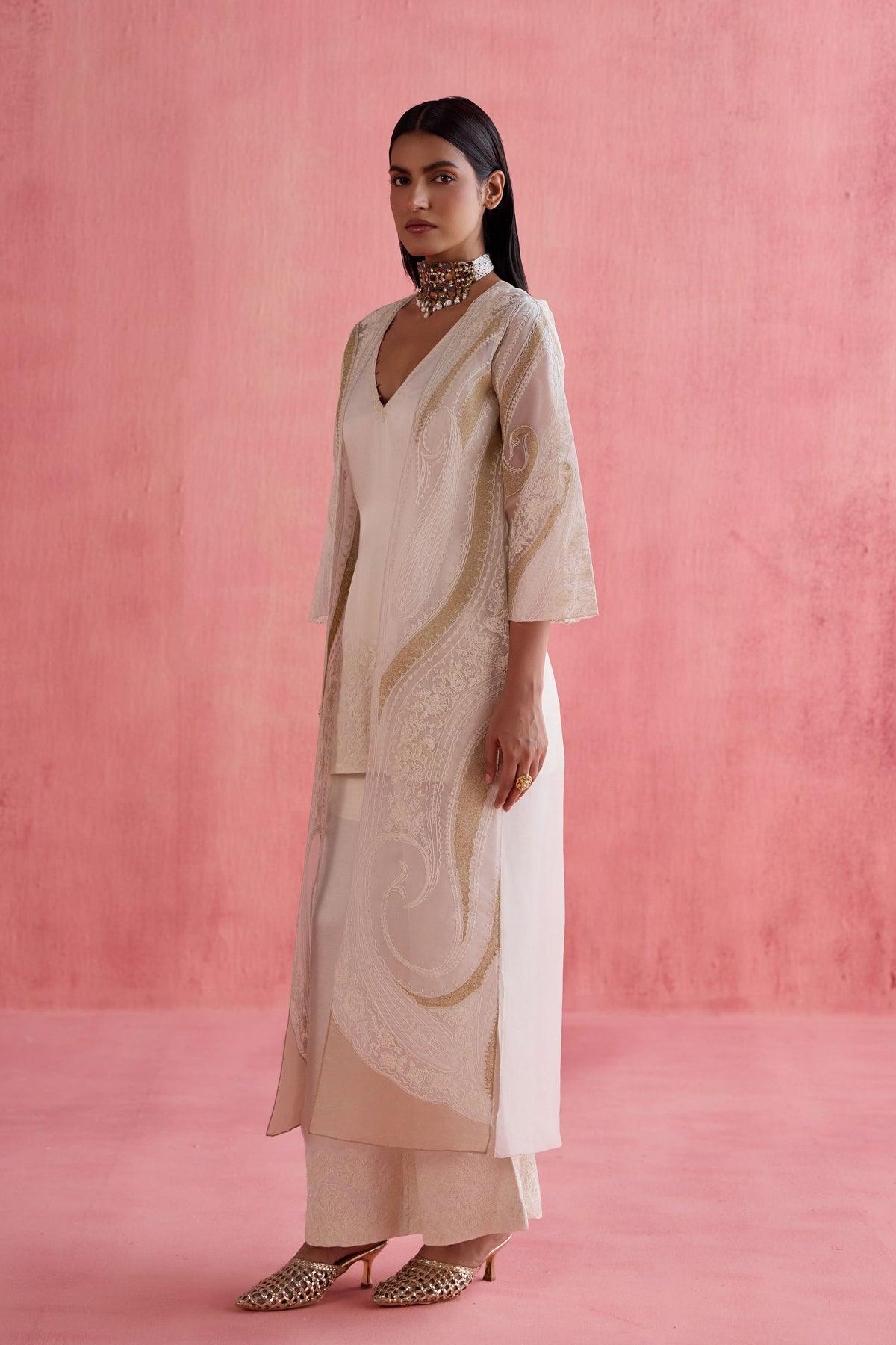 Shireen Ivory Jacket Set