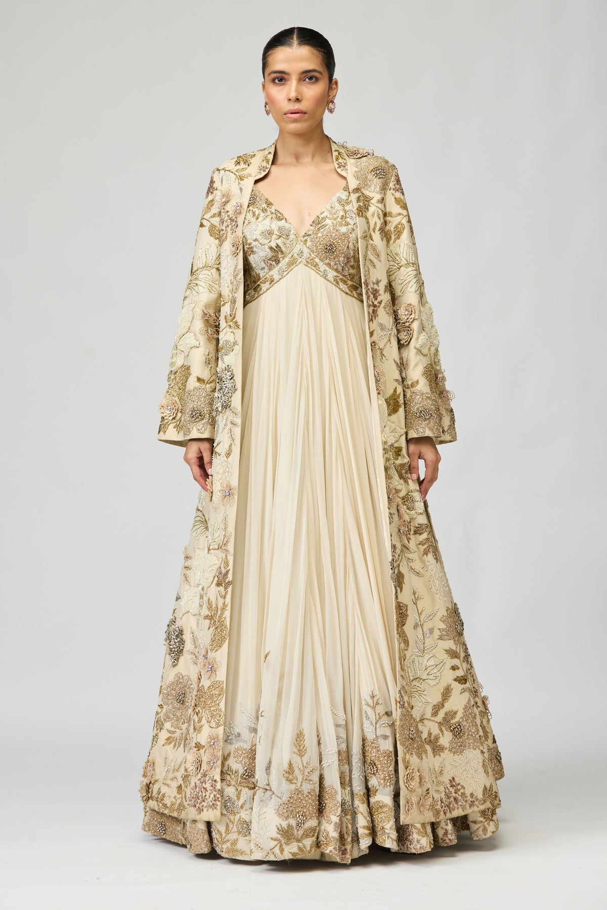 Ivory Embellished Anarkali Set