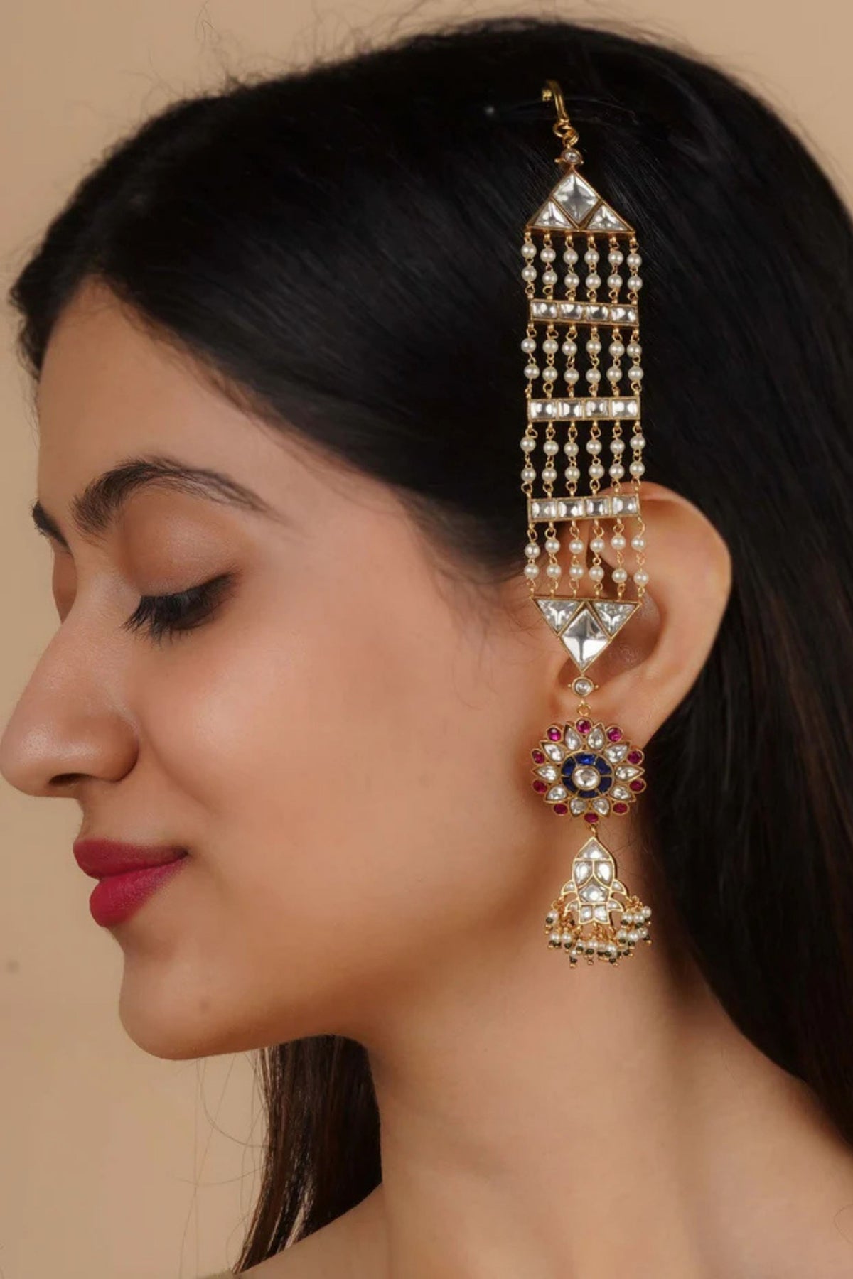 Multicolor Gold Plated Jadau Earrings