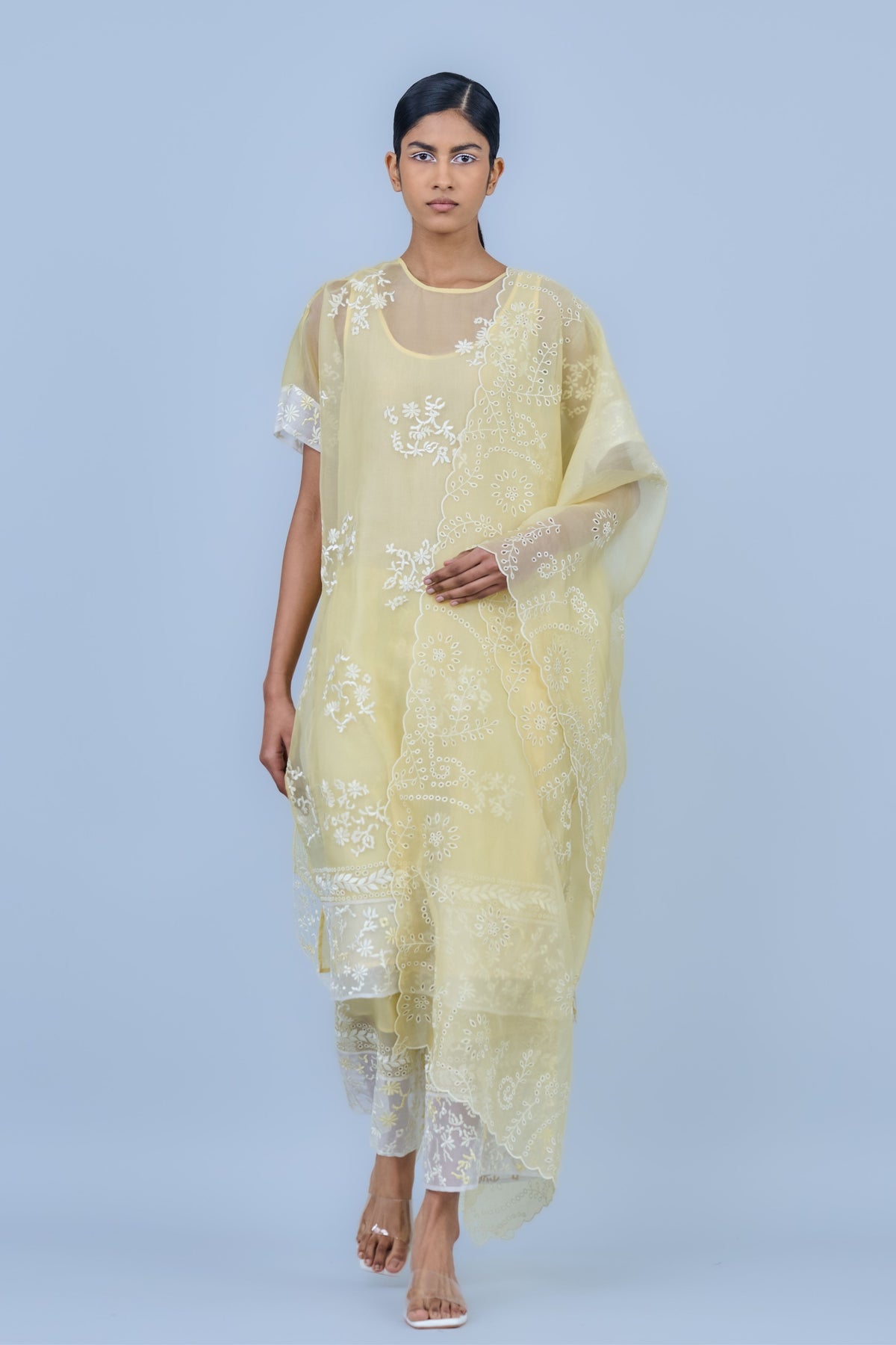 Silk Organza Threadwork Dupatta