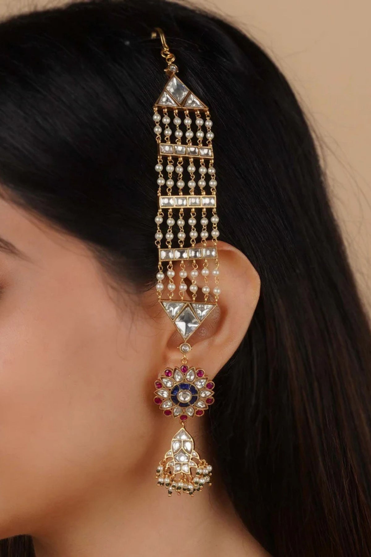 Multicolor Gold Plated Jadau Earrings