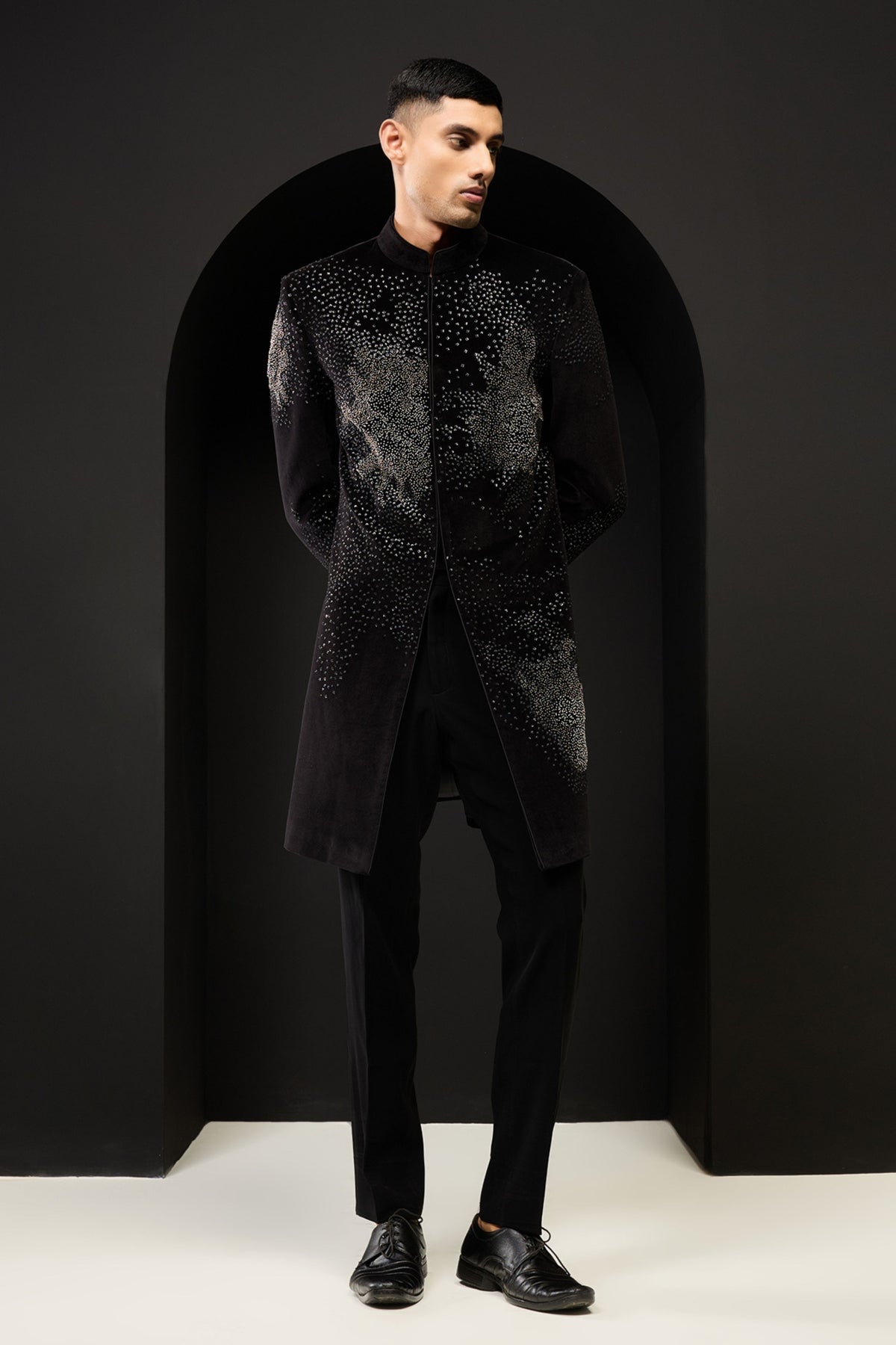 Black Indo Western Embroidered Set