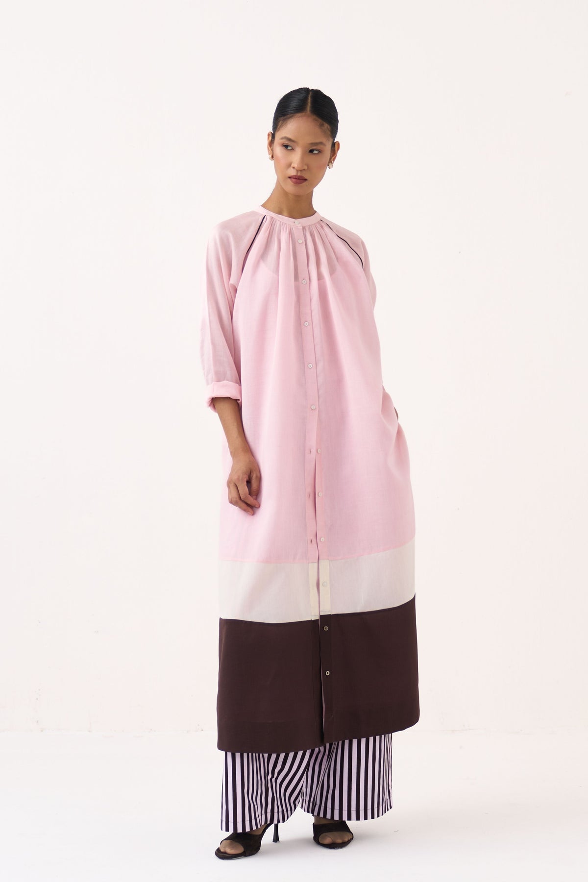 Panel Gather Neck Tunic Set