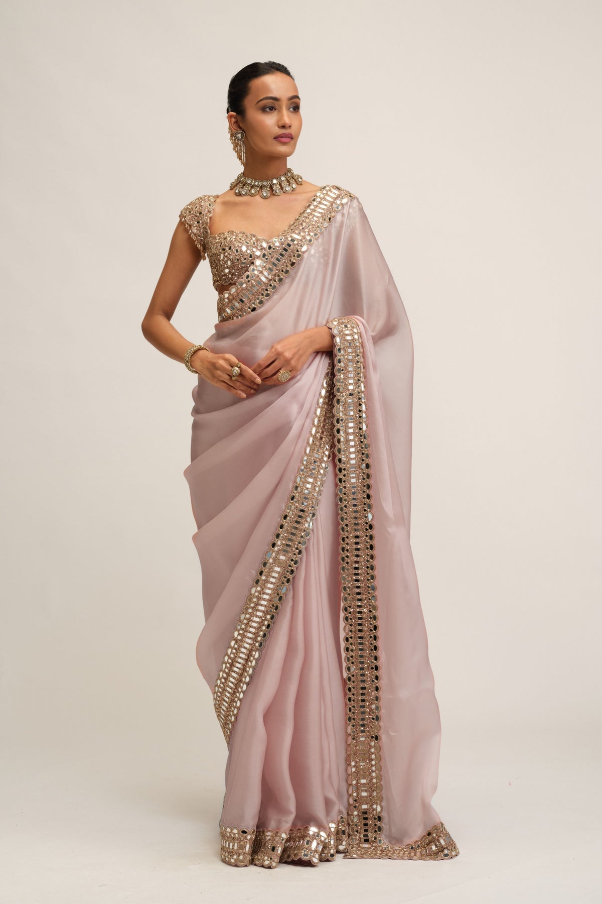Ash Saree Set