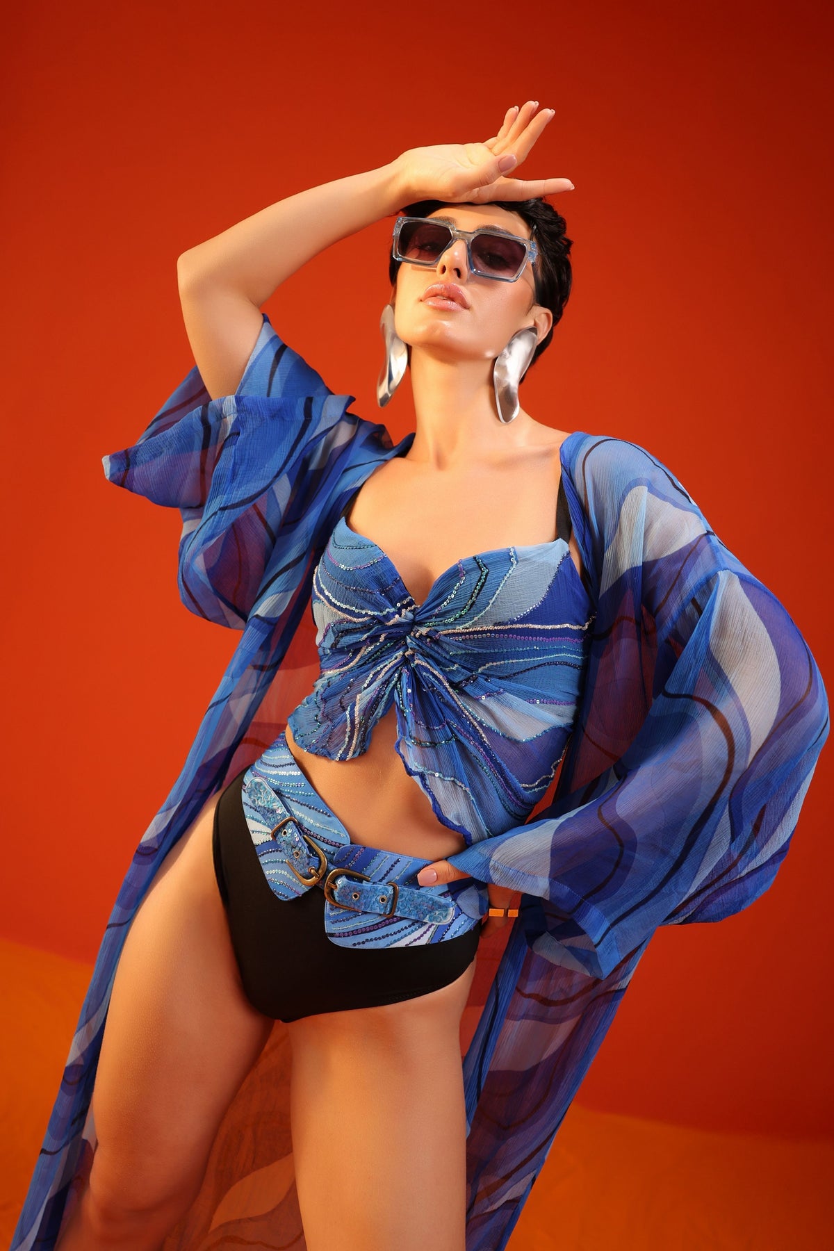 California Blue Bikini Cover Up Set