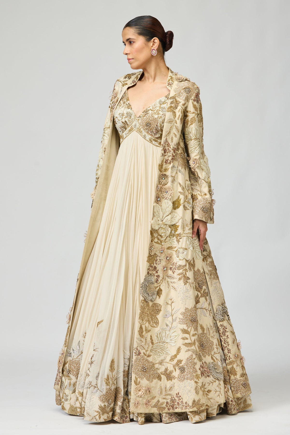 Ivory Embellished Anarkali Set