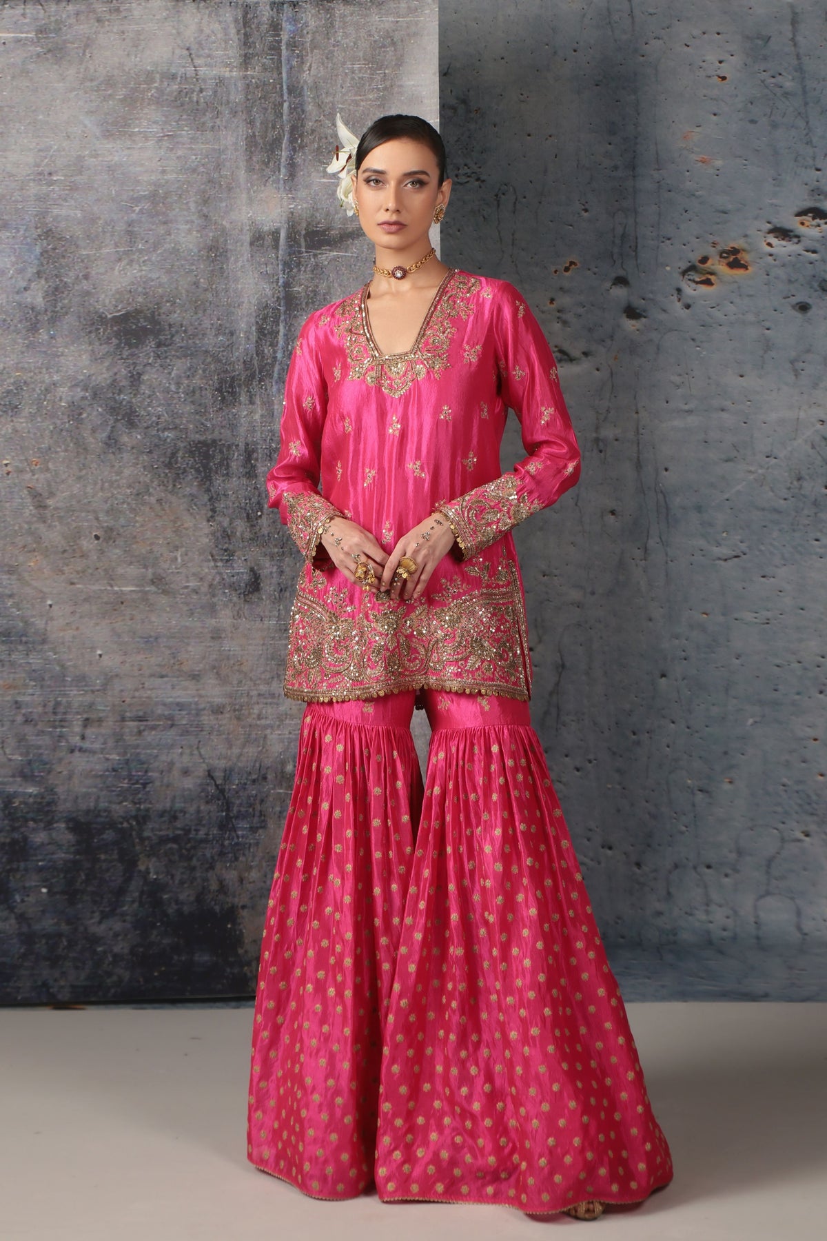 Pink Buti Sharara Set