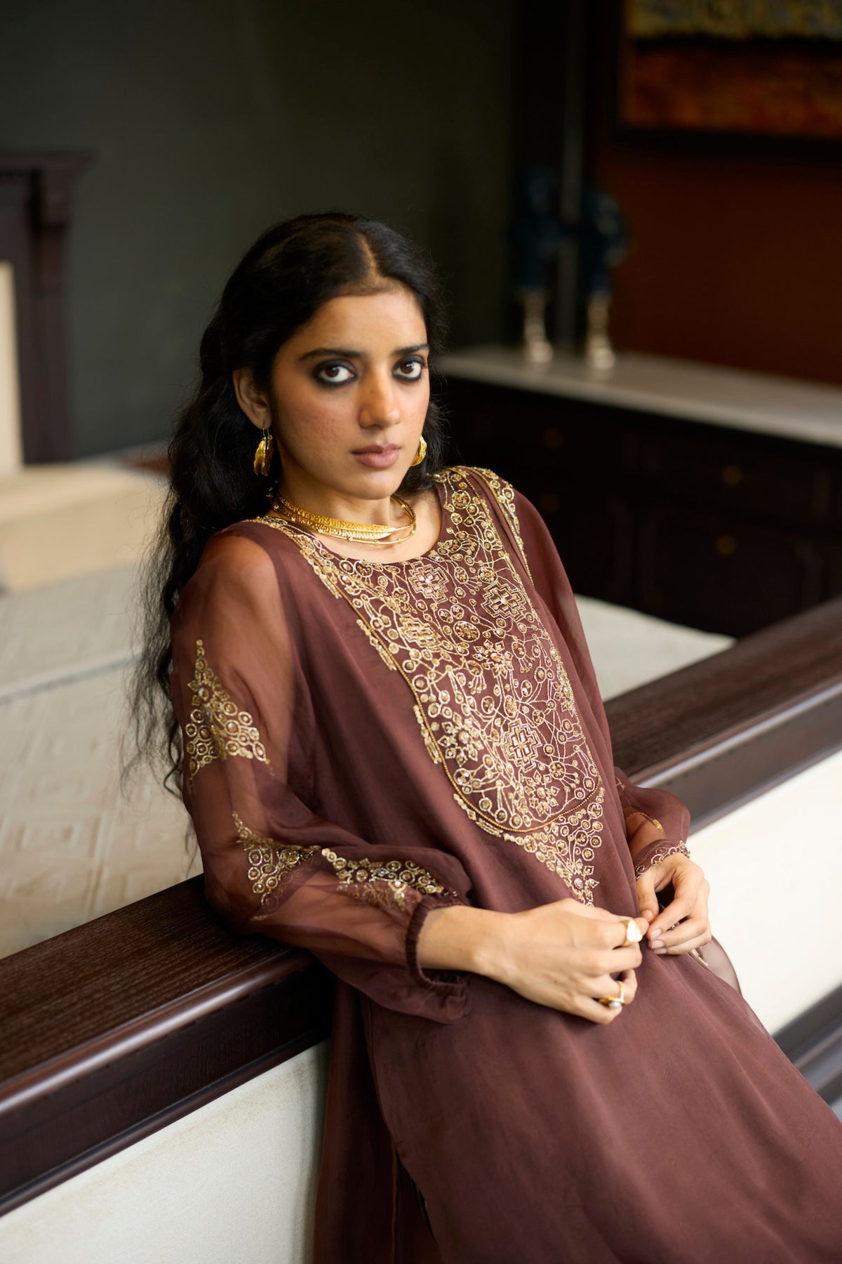 Brown Sukhali Kurta Set