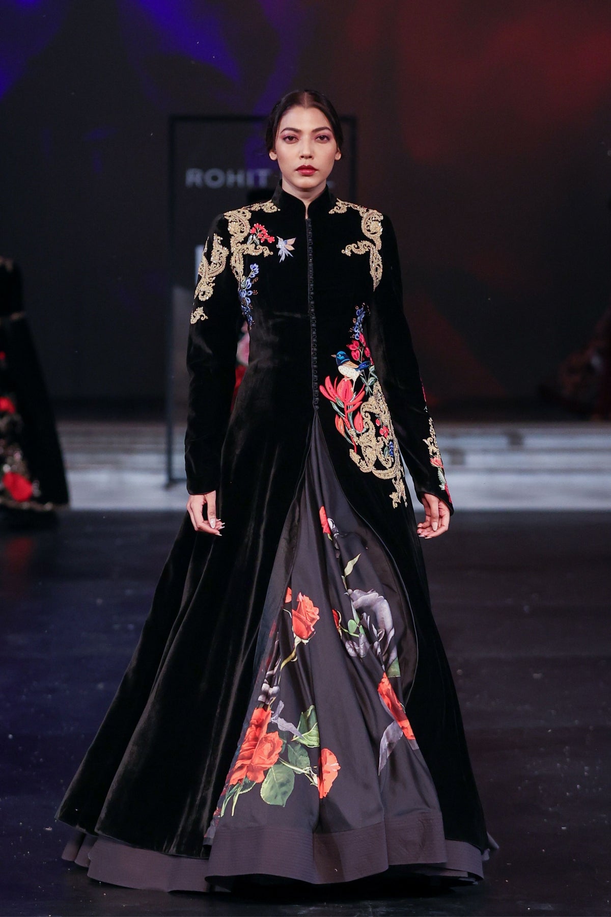 Velvet Jacket With Resham Embroidery