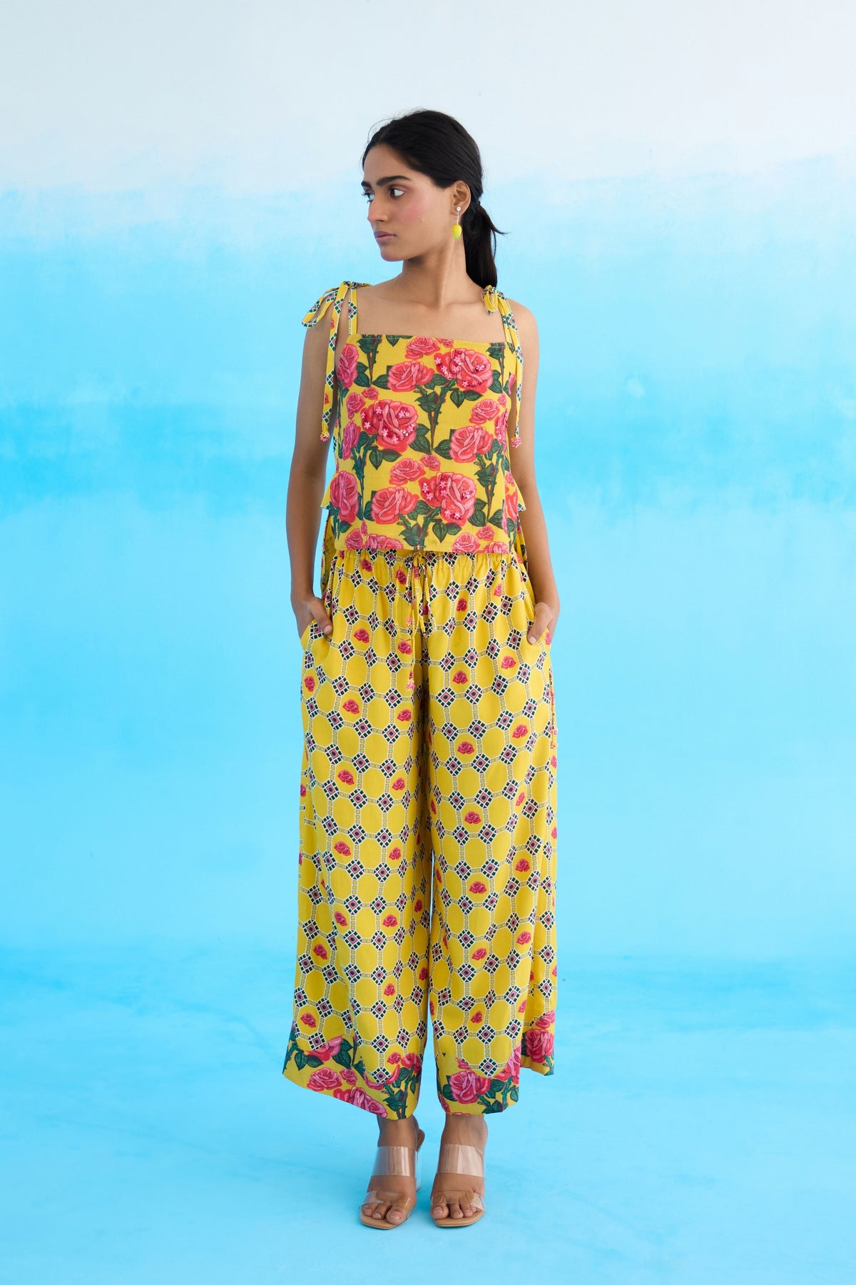 Yellow Diamond Wide Leg Pants