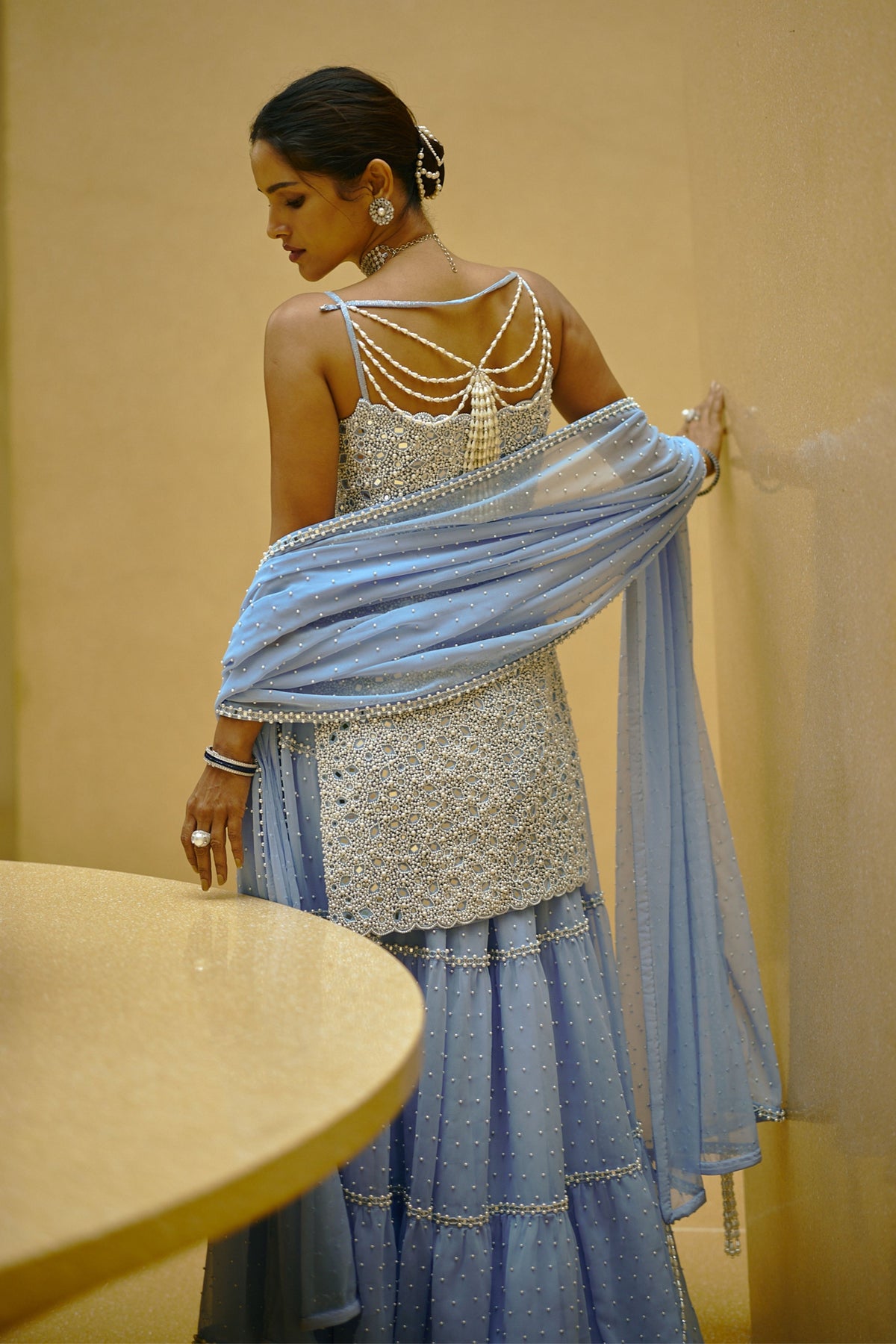 Dew Blue Sharara Set