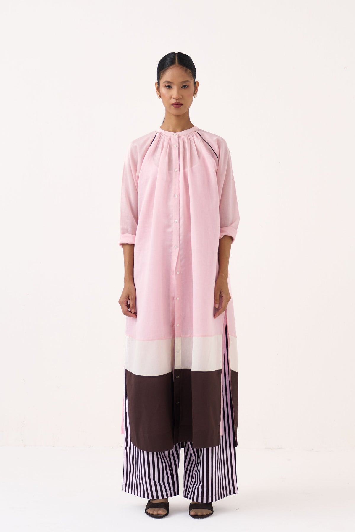 Panel Gather Neck Tunic Set