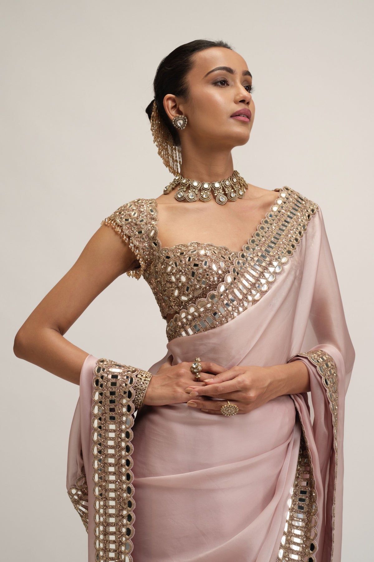 Ash Saree Set