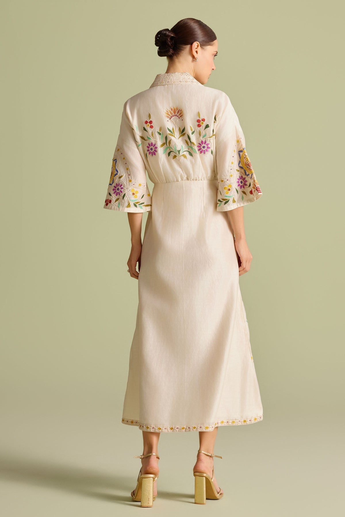 Ivory Applique Shirt Dress