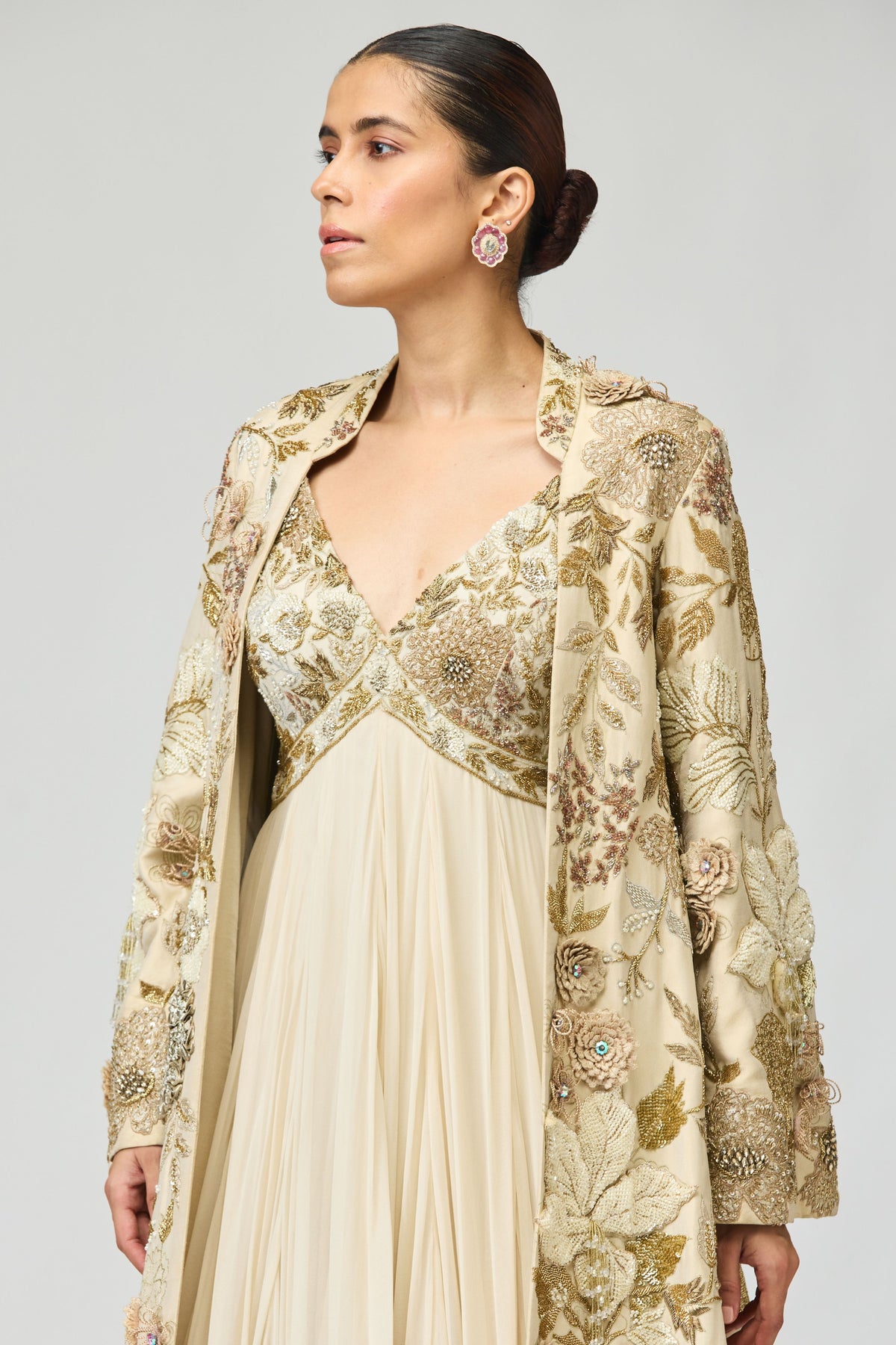 Ivory Embellished Anarkali Set