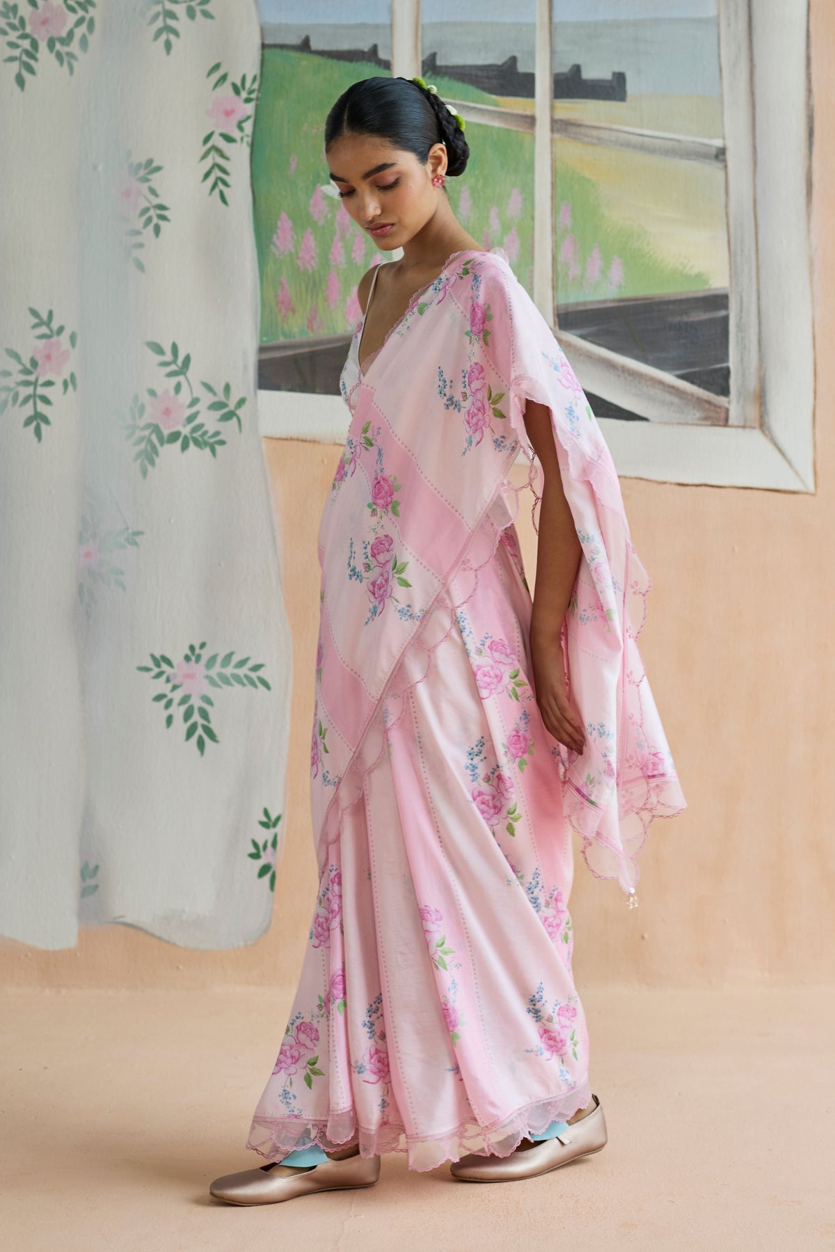 Rose Haze Mulberry Silk Sari