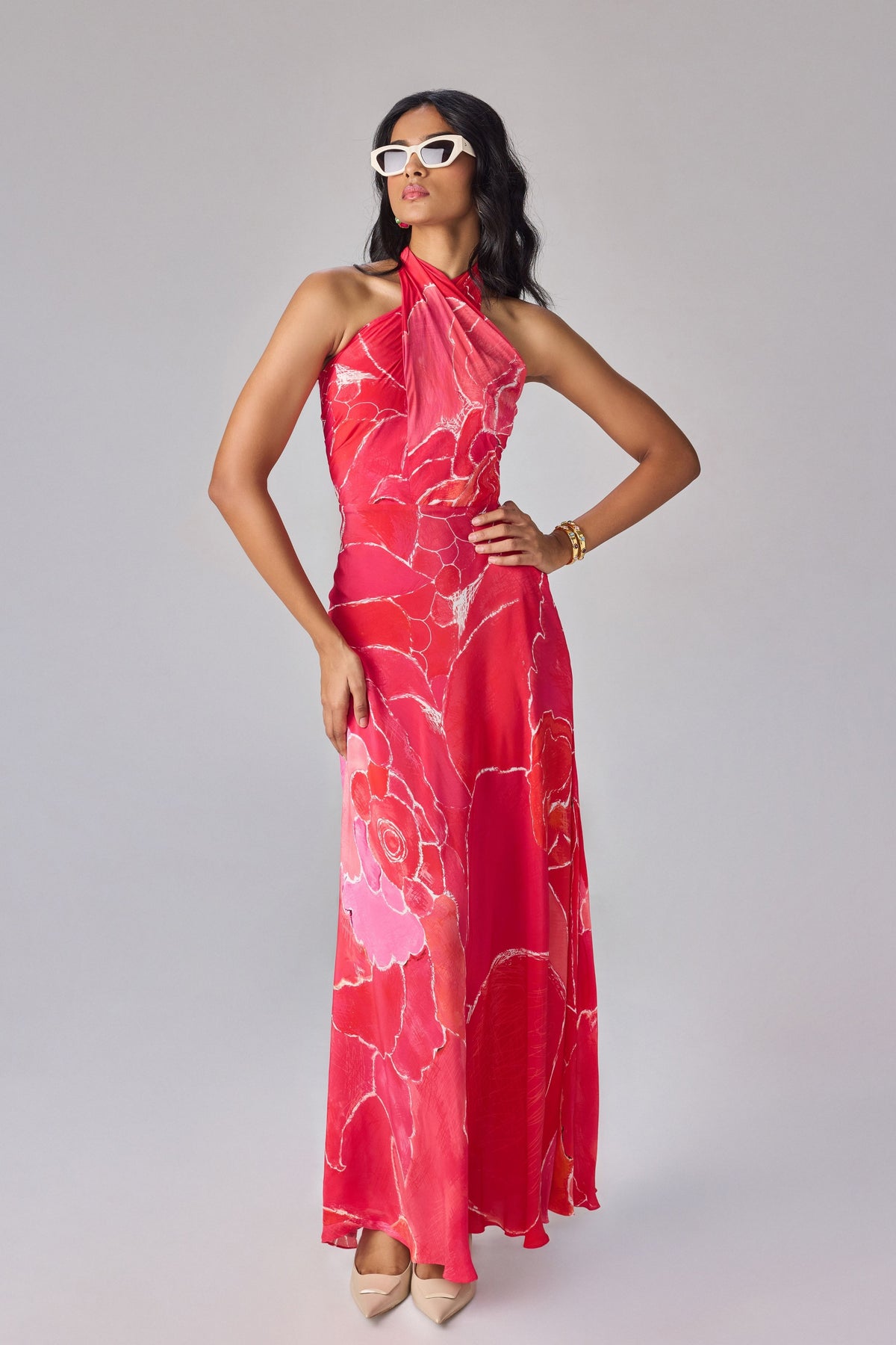 Pink Scratch Flower Shailee Dress