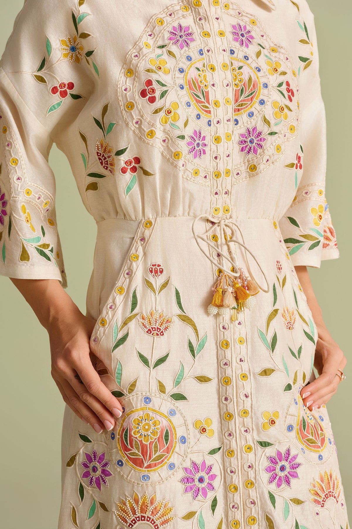 Ivory Applique Shirt Dress
