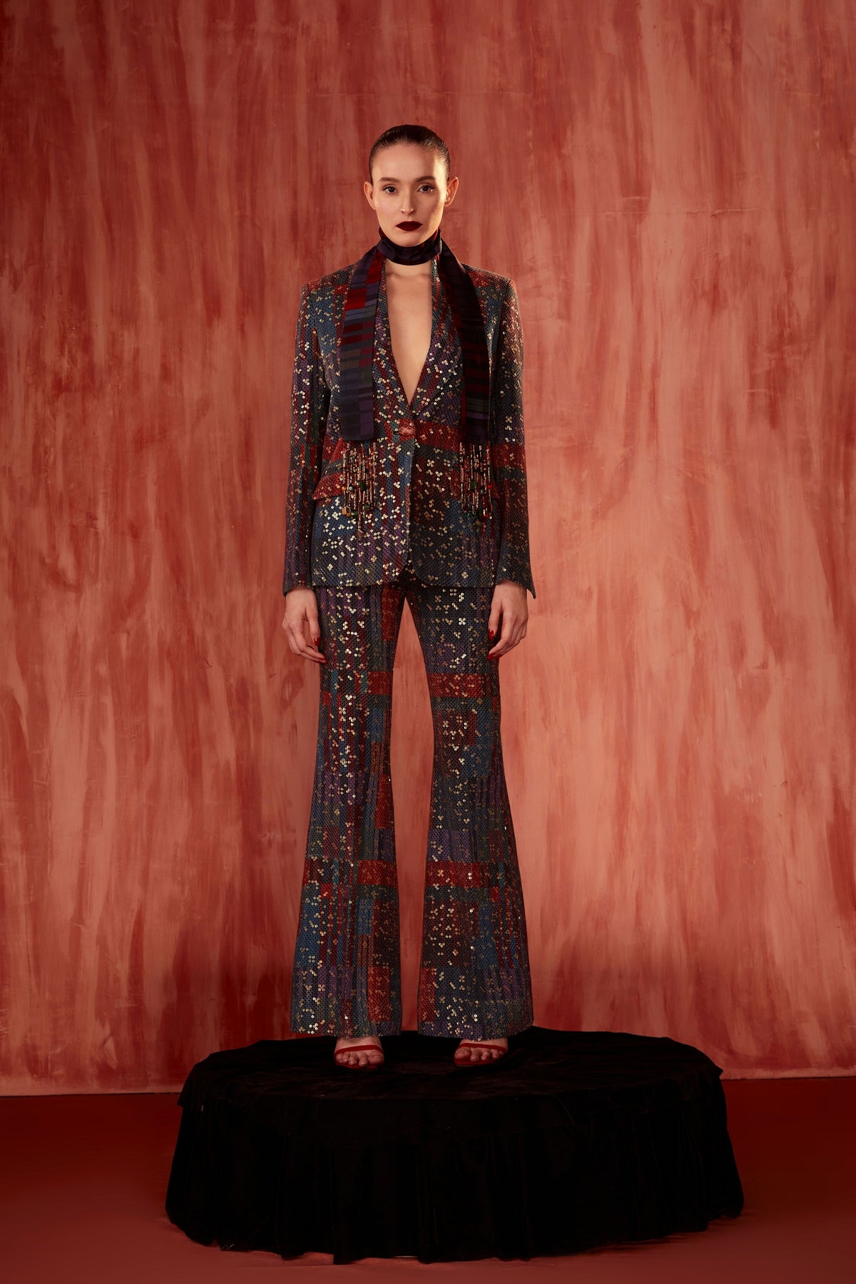 Tangerine Tile Print Sheeted Pantsuit