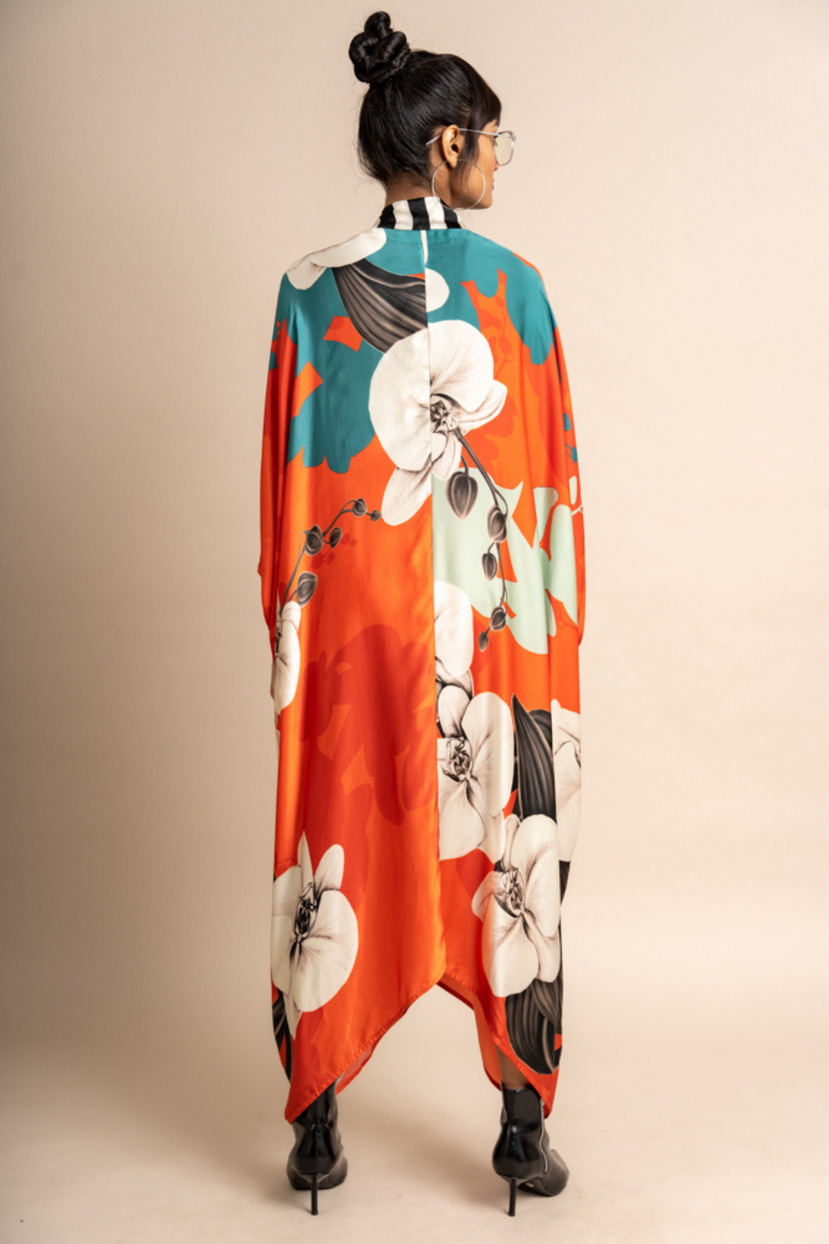 Tangerine Print Kaftan Kurta