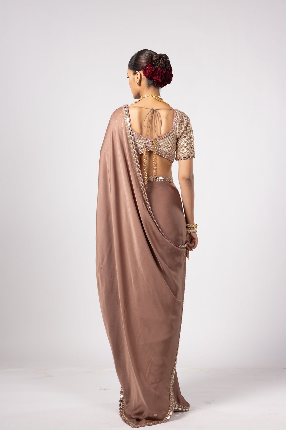 Deep Beige Saree Set