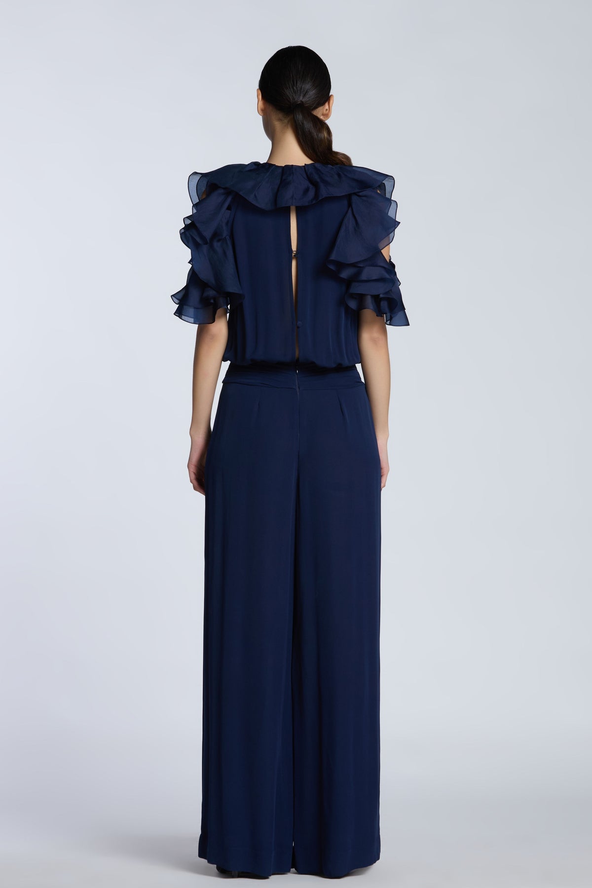 Ruffled Cold Shoulder Jumpsuit