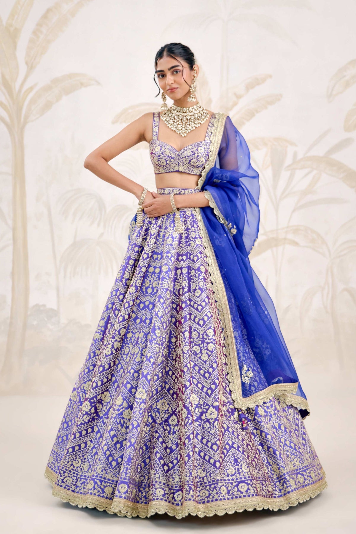 Purple Blue Lehenga Set