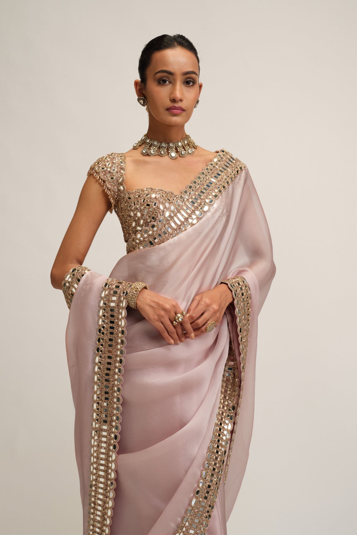 Ash Saree Set