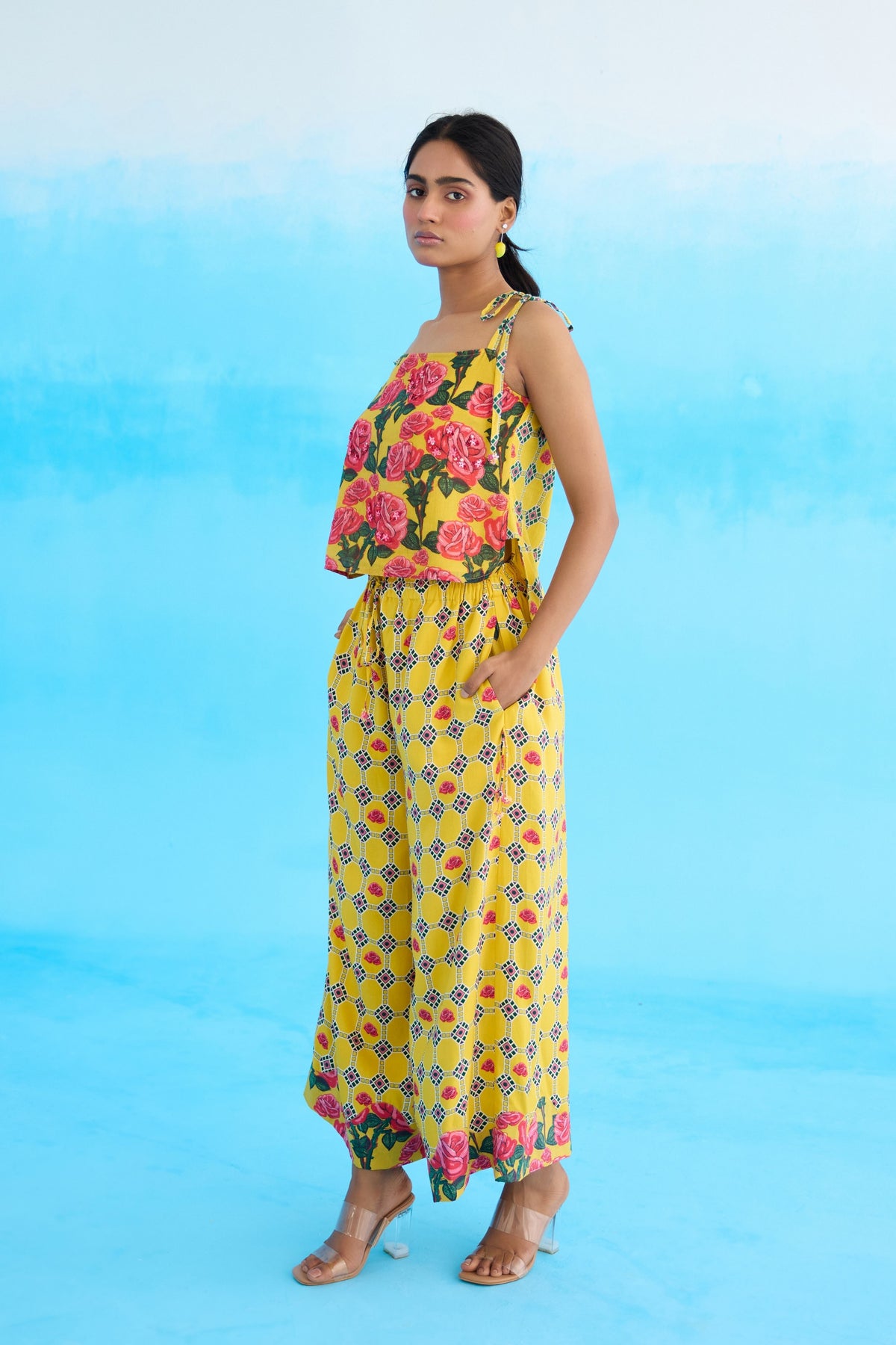 Yellow Diamond Wide Leg Pants