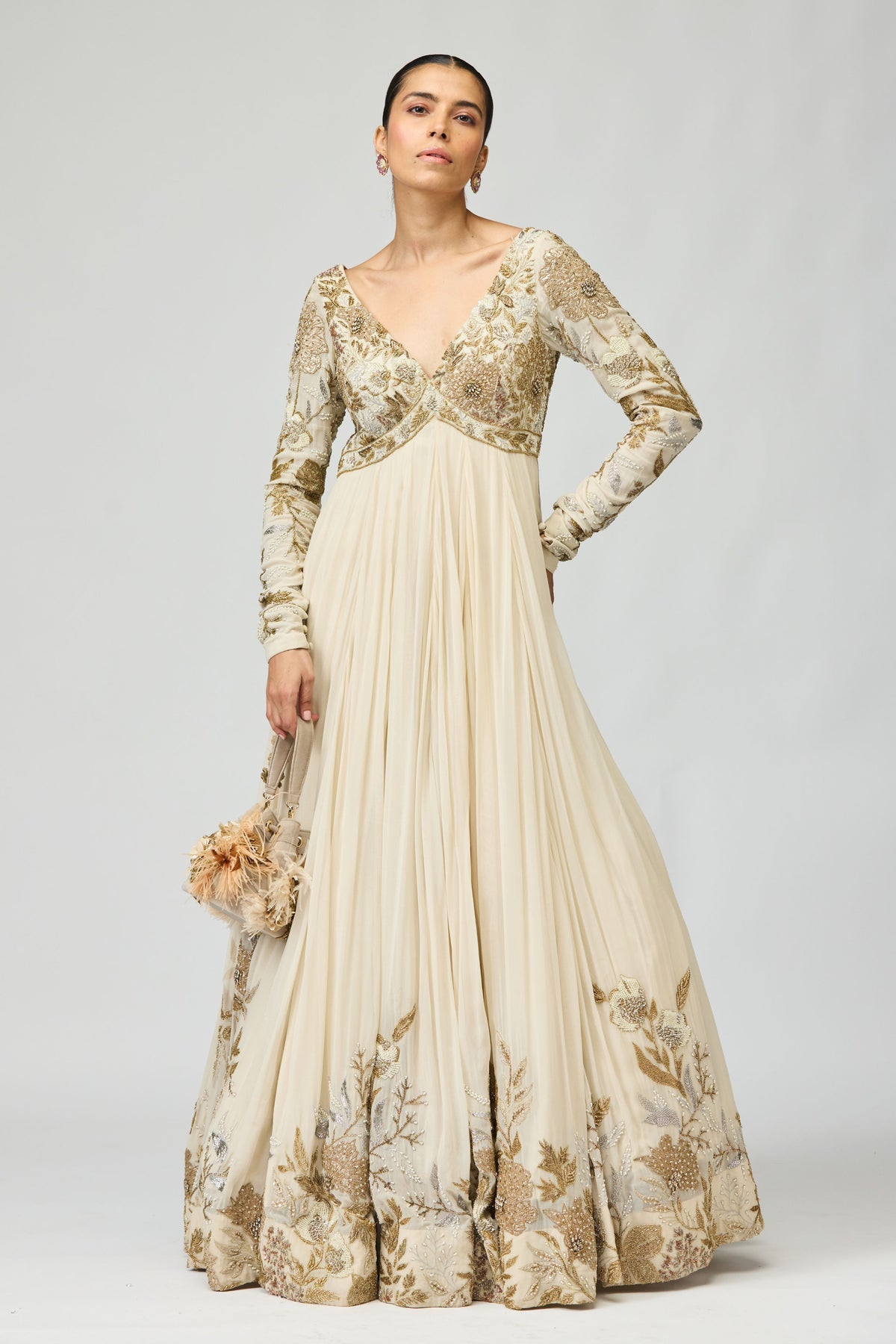 Ivory Embellished Anarkali Set